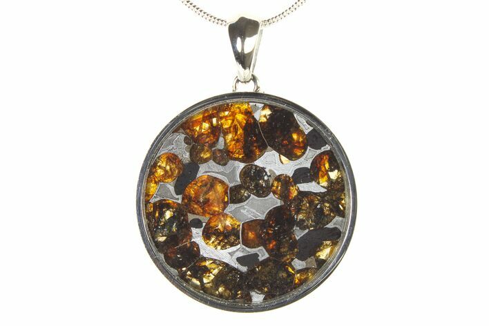 Sericho Pallasite Round Meteorite Pendant - Kenya #336127